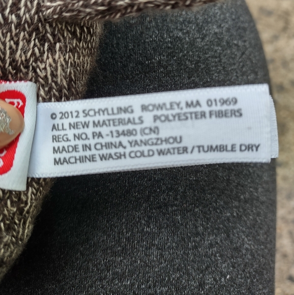 •Schylling Sock Monkey Yarn Red Hair 7" Brown Plush Stuffed Animal Baby Doll - Picture 11 of 12